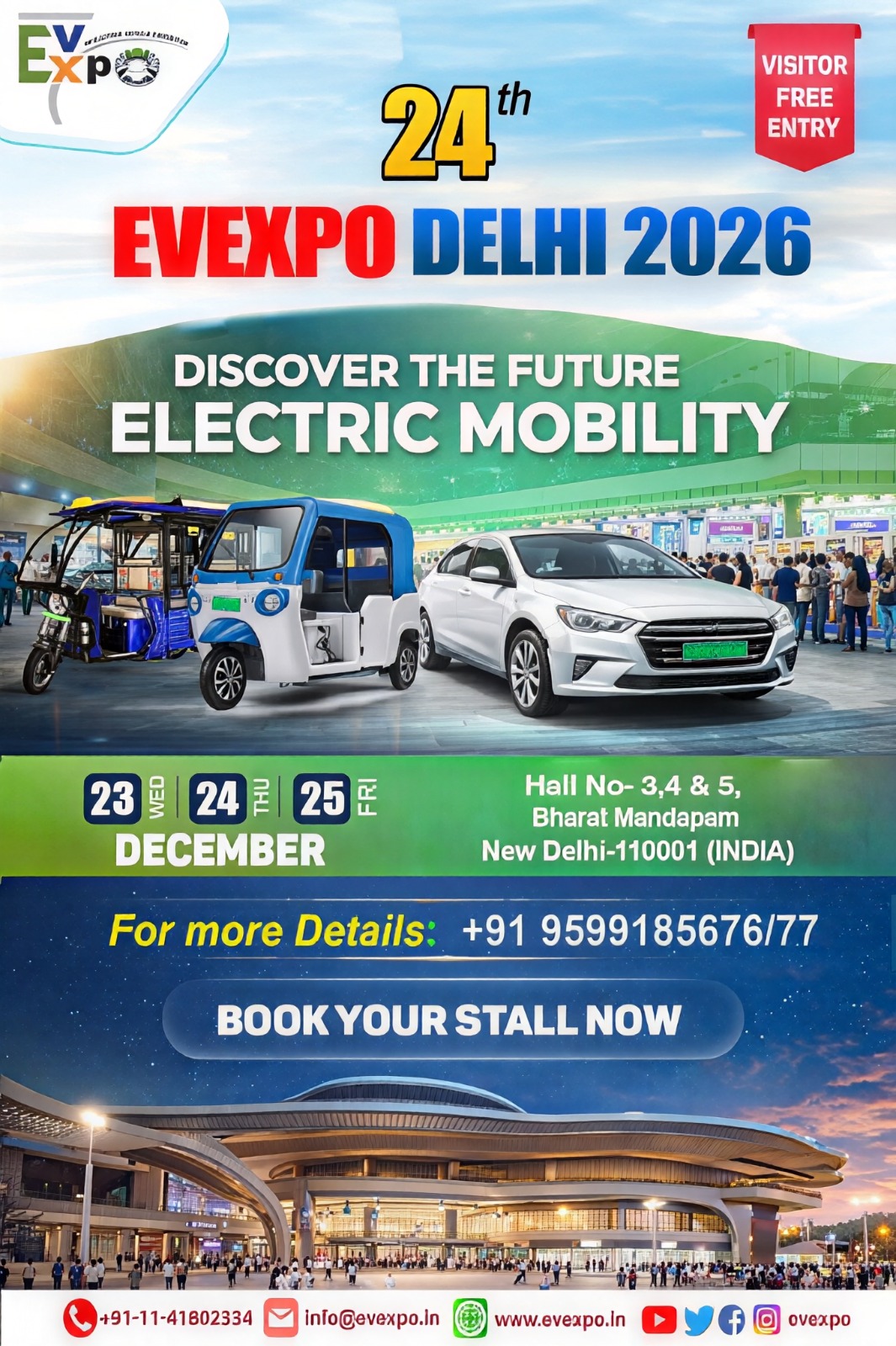 24th Evexpo Delhi 2026, ELectric Vehicle Exhibition Banner